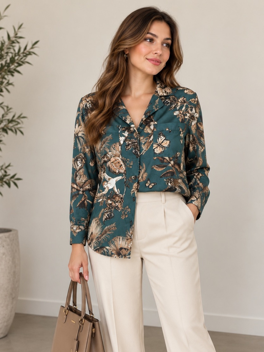 Banana Republic Cream Wide-Leg Trousers